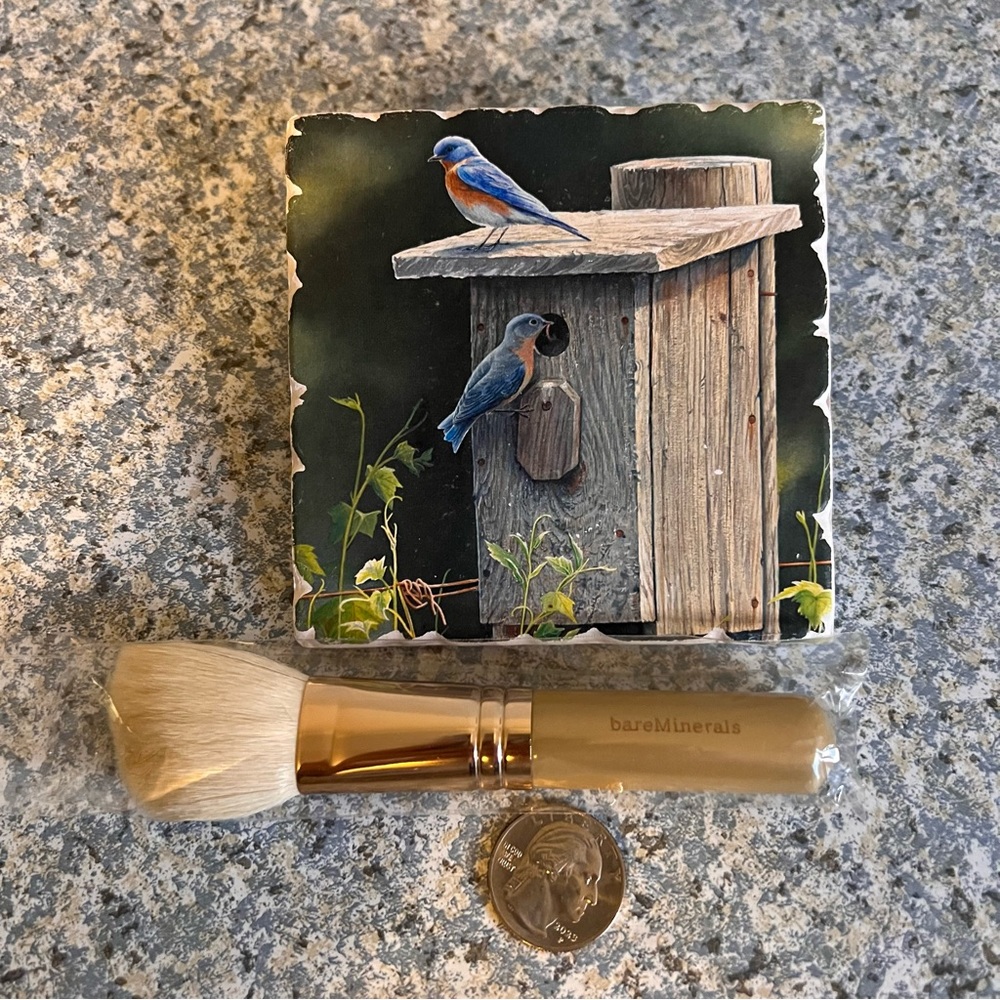 bareMinerals Beige w/ Gold Seal Angled Face Brush Cream Bristles Bare Escentuals